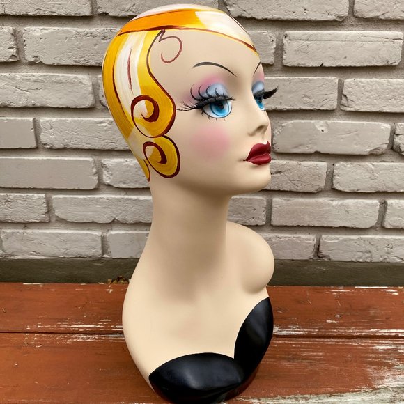 * SOLD * Art Deco Vintage Style Mannequin Head Hat Stand Jewelry Display - Picture 9 of 14